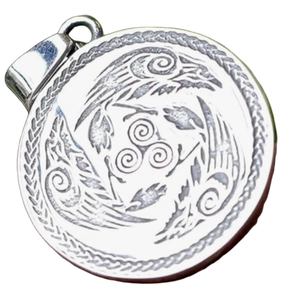 Odins Road to Valhalla Medallion, Men’s Stainless Steel Pendant Necklace